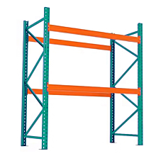 Prepline 96" x 48" x 96" Green, Orange Heavy-Duty Teardrop Pallet Rack Starter