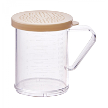 Winco PDG-10B 10 oz. Clear Polycarbonate Dredge with Snap-On Beige Lid