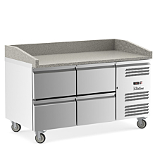 Coldline PDR-60-4D 60" Refrigerated Pizza Prep with Marble Top and Four Drawers