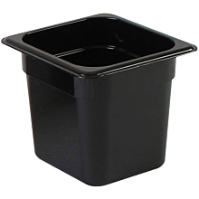 Thunder Group PLPA8166BK 1/6 Size Black Polycarbonate Shatter Resistant Food Pan with 6" Depth
