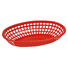 Winco POB-R Red Oval Plastic Food Basket