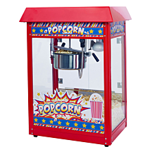 Winco POP-8R Show Time Red Telfon Coated Electric Countertop Popcorn Machine - 120V, 1350W