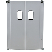 Prepline 60" x 84" Single Aluminum Swinging Service Traffic Door with 9" x 14" Window