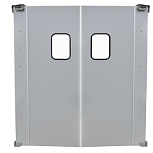 Prepline 72" x 84" Single Aluminum Swinging Service Traffic Door with 9" x 14" Window