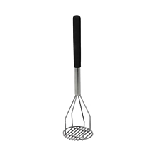 Winco PTMP-18R Chrome Plated 18" Round Faced Potato Masher with Soft Grip Handle