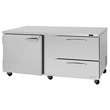 Turbo Air PUR-72-D2L-N Pro Series 72" Left-Hinged Door & 2 Right Drawer Undercounter Refrigerator - 19 Cu. Ft.