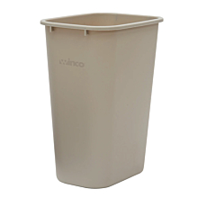 Winco PWR-41BE 41 Qt. Beige Plastic Rectangular Trash Can