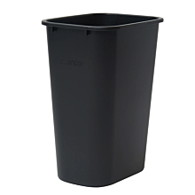Winco PWR-41K 41 Qt.Black Plastic Rectangular Trash Can