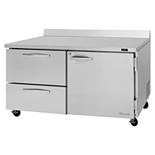 Turbo Air PWR-60-D2R-N Pro Series 60" Right-Hinged Door & 2 Left Drawer Worktop Refrigerator - 16 Cu. Ft.