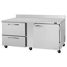 Turbo Air PWR-72-D2R-N Pro Series 72" Right-Hinged Door & 2 Left Drawer Worktop Refrigerator - 19 Cu. Ft.