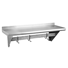Prepline PWS-1436-PR 14"X36" Stainless Steel Wall-Mount Shelf with Pot Rack