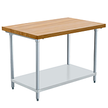 Prepline PWTG-3048-M 30"D x 48"L Maple Top Worktable with Undershelf