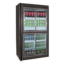 Universal RW-48-R 48" Stainless Steel Four Sliding Glass Door Remote Merchandiser Refrigerator