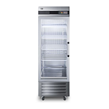 Summit SCR23SSGLH 28" Reach-In Stainless Steel Left Hand Glass Swing Door Refrigerator - 23 Cu. Ft.