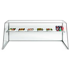 Custom Glass SG48 48" Standard Glass Sneeze Guard Framed Display Case Tapered / Slanted End with Shelf for Counters, Salad Bars, or Steam Tables (NEW OVERSTOCK)