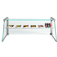 Custom Glass SGX24 24" Frameless Glass Sneeze Guard with Stainless Steel Tubing for Counter, Salad Bars, or Steam Tables
