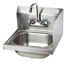 16" Stainless Steel Wall Hung Hand Sink with Faucet, RIGHT SIDE SPLASH