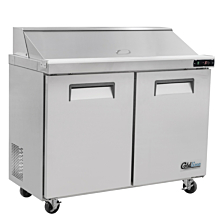 Coldline SPN-48 48" Narrow Depth Refrigerated Sandwich Prep Table with Cutting Board and Food Pans