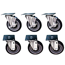 Standard Range SR-6-SB 4" Cooking Equipment Square Plate Casters for Gas Ranges (Set of 6, 3 with Brake)