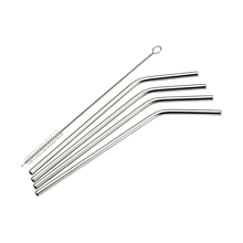 Winco SSTW-8C Stainless Steel Curved Drinking Straws Set