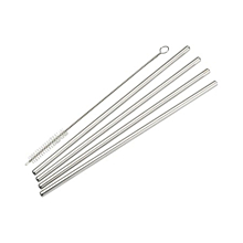 Winco SSTW-8S Stainless Steel Straight Drinking Straws Set