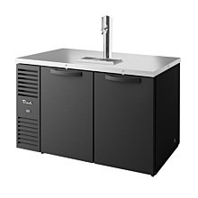 True TDR60-PTSZ1-L-B-SS-SS-1 60" Pass-Thru Two-Section Solid Door Refrigerated Draft Bar Cooler with One Tap Column