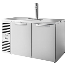 True TDR60-PTSZ1-L-S-SS-SS-1 60" Pass-Thru Two-Section Solid Door Stainless Steel Refrigerated Draft Bar Cooler with One Tap Column