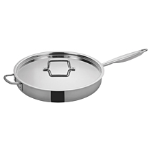 Winco TGET-7 7 Qt. Tri-Ply Induction Ready Saute Pan with Cover