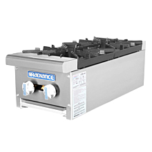 Turbo Air Radiance TAHP-12-2-NG 12" Natural Gas 2 Burner Manual Control Countertop Hot Plate - 64,000 BTU