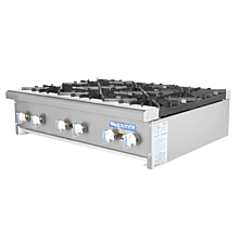 Turbo Air Radiance TAHP-36-6-NG 36" Natural Gas 6 Burner Manual Control Countertop Hot Plate - 192,000 BTU