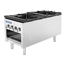 Turbo Air Radiance TASP-18-D-NG 18" Natural Gas Countertop Standard Height 2 Burner Stock Pot Range - 158,000 BTU