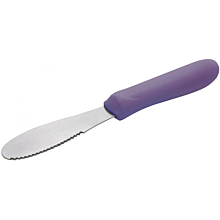Winco TWP-31P 3.63" x 1.25" Allergen Free Purple Handle Stainless Steel Sandwich Spreader