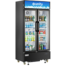 Unity U-40M 39" Two Glass Door Merchandiser Refrigerator with LED Lighting