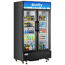 Unity U-48M 47" Two Glass Door Merchandiser Refrigerator with LED Lighting
