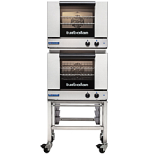 Moffat Turbofan E22M3/2C 24" Electric 6 Half Size Pan Manual Control Double Deck Convection Oven with Stacking Kit, Pan Slides, Caster Base Stand