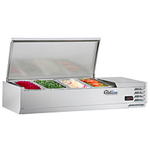 Coldline CTP48SS 48" Refrigerated Countertop Salad Bar, Stainless Steel Topping Rail, 4 Pans