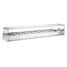 Coldline CTP70SG 71" Refrigerated Countertop Salad Bar, Glass Topping Rail, 8 Pans