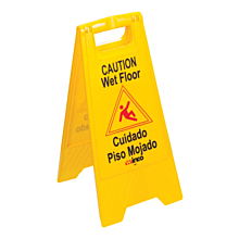 Winco WCS-25 Yellow Caution Wet Floor Sign 25" x 12"