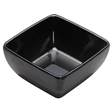 Winco WDM009-302 Linza 3-1/2" Black Square Melamine Sauce Dish