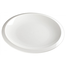 Winco WDP006-203 Bergomi 12-1/2" Creamy White Porcelain Oval Narrow Rim Dinner Plate
