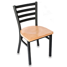 JMC Furniture White Horse Indoor Ladder Back Wood Seat Chair w/ Black Powder Coat Finish Metal Frame