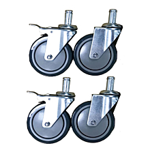 Prepline PWS-3 3" Screw in Wire Shelving Casters (Set of 4, 2 Brake)