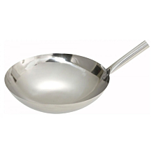 Winco WOK-14N 14" Stainless Steel Chinese Style Wok with Riveted Handle