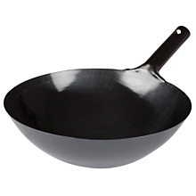 Winco WOK-34 14" Carbon Steel Japanese Style Wok with Welded Handle
