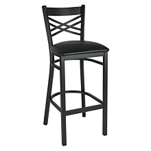 JMC Furniture X SERIES BARSTOOL VINYL Black Powder Coat Finished Barstool With Metal Frame and Footrest Indoor Use