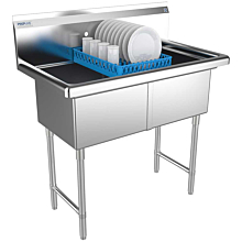 2 compartment commercial sink with 18" bowls