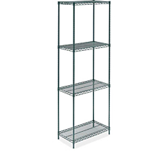 Prepline ZWS-KIT-1824 18"D x 24"L Epoxy Green Wire Shelving Kit, 4-Shelf