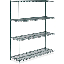 Prepline ZWS-KIT-1860 18"D x 60"L Epoxy Green Wire Shelving Kit, 4-Shelf
