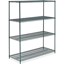 Prepline ZWS-KIT-2460 24"D x 60"L Epoxy Green Wire Shelving Kit, 4-Shelf