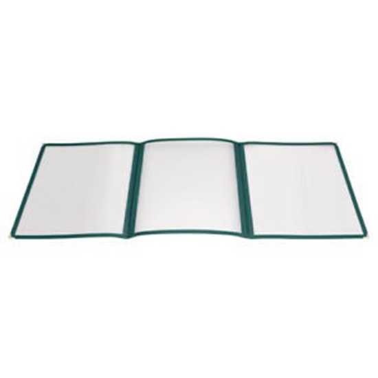 Winco PMC9G Single Pocket Menu Cover with Green Border, 95/16" x 12